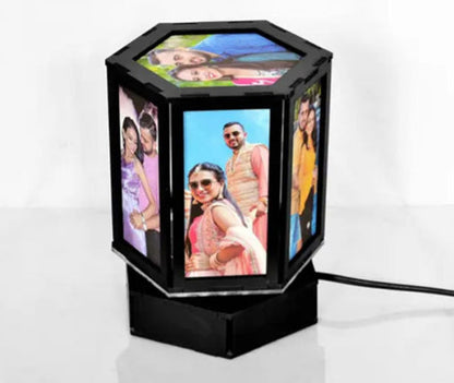 Personalized Hexagonal Wooden Rotating Lamp